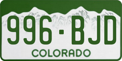 CO license plate 996BJD