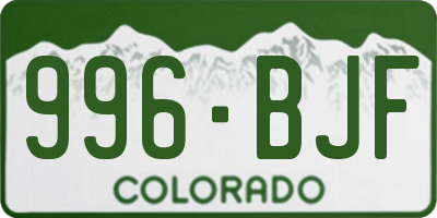 CO license plate 996BJF