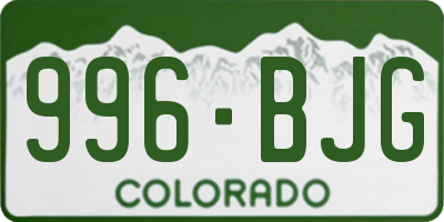 CO license plate 996BJG