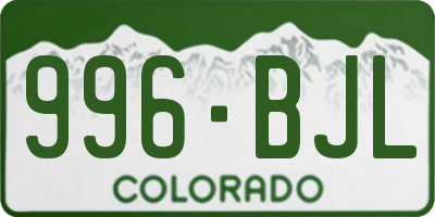 CO license plate 996BJL