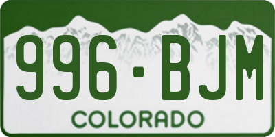 CO license plate 996BJM