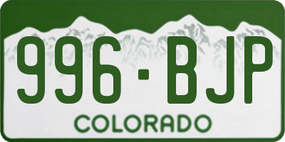 CO license plate 996BJP