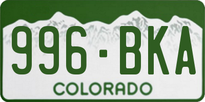 CO license plate 996BKA
