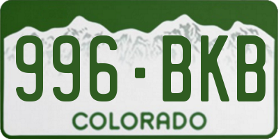CO license plate 996BKB