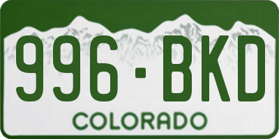 CO license plate 996BKD