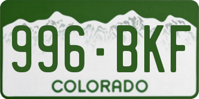 CO license plate 996BKF