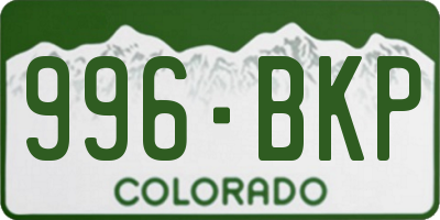 CO license plate 996BKP