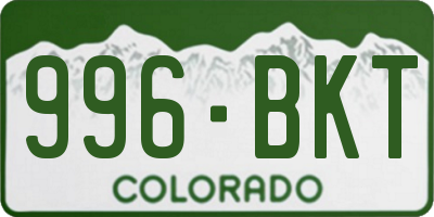 CO license plate 996BKT