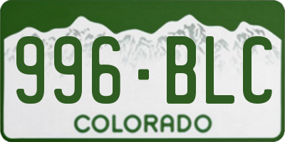 CO license plate 996BLC