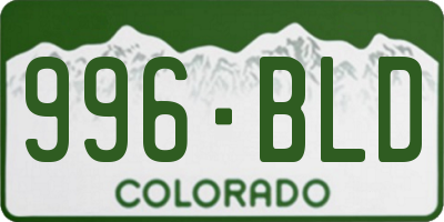 CO license plate 996BLD