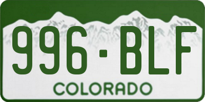 CO license plate 996BLF