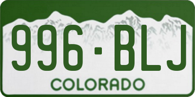 CO license plate 996BLJ