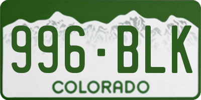 CO license plate 996BLK