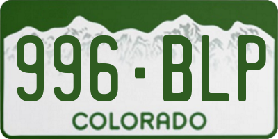 CO license plate 996BLP