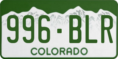 CO license plate 996BLR