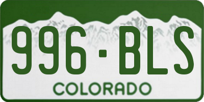 CO license plate 996BLS