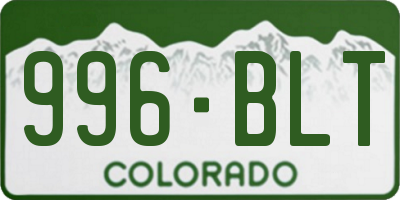 CO license plate 996BLT