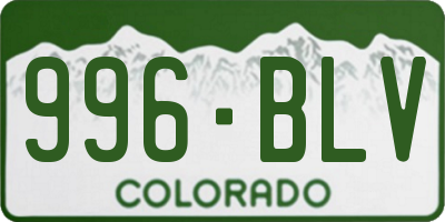 CO license plate 996BLV