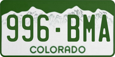 CO license plate 996BMA