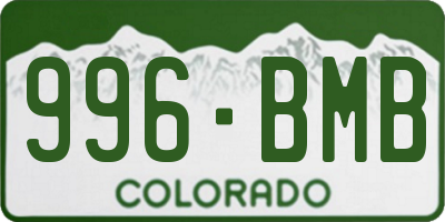 CO license plate 996BMB
