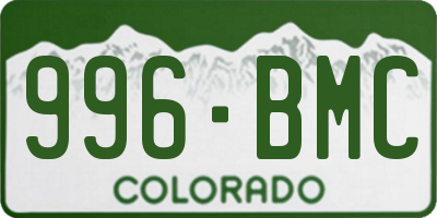 CO license plate 996BMC