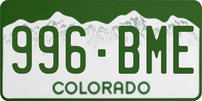 CO license plate 996BME