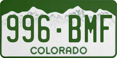 CO license plate 996BMF