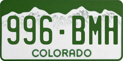 CO license plate 996BMH