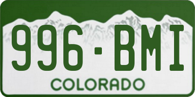 CO license plate 996BMI