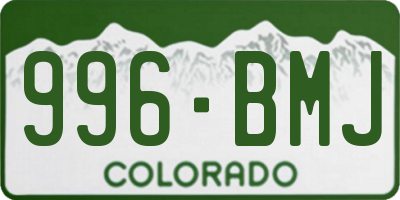 CO license plate 996BMJ