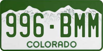 CO license plate 996BMM