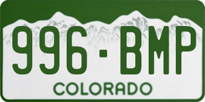 CO license plate 996BMP
