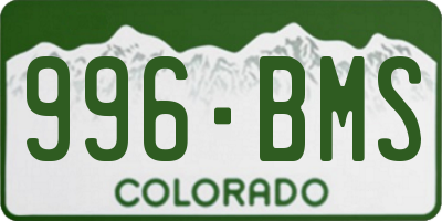 CO license plate 996BMS
