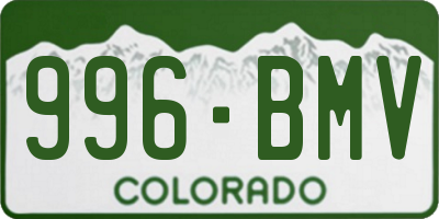 CO license plate 996BMV
