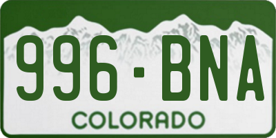 CO license plate 996BNA