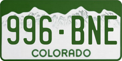 CO license plate 996BNE