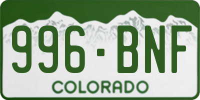 CO license plate 996BNF