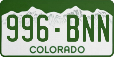 CO license plate 996BNN
