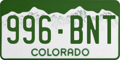 CO license plate 996BNT