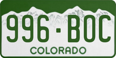 CO license plate 996BOC