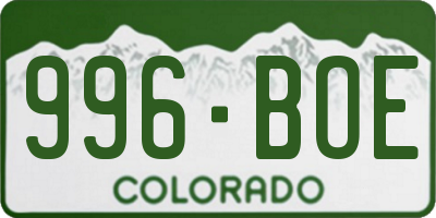 CO license plate 996BOE