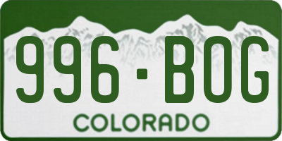 CO license plate 996BOG