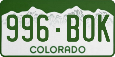 CO license plate 996BOK