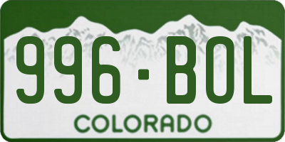 CO license plate 996BOL