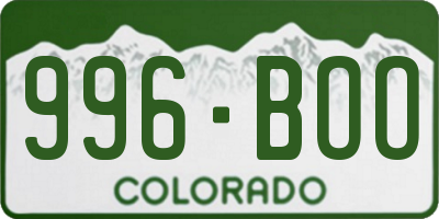 CO license plate 996BOO