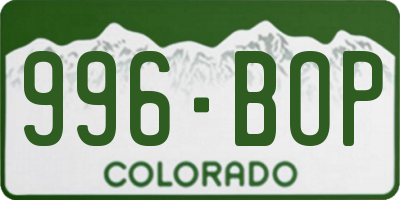 CO license plate 996BOP