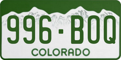 CO license plate 996BOQ