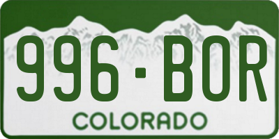 CO license plate 996BOR