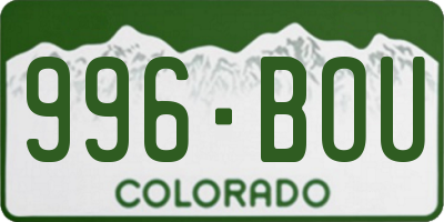 CO license plate 996BOU