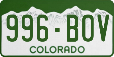 CO license plate 996BOV